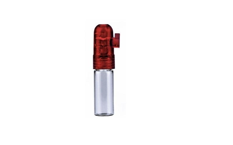 Glass and plastic snorter sniffer bullet Red (for snuff)